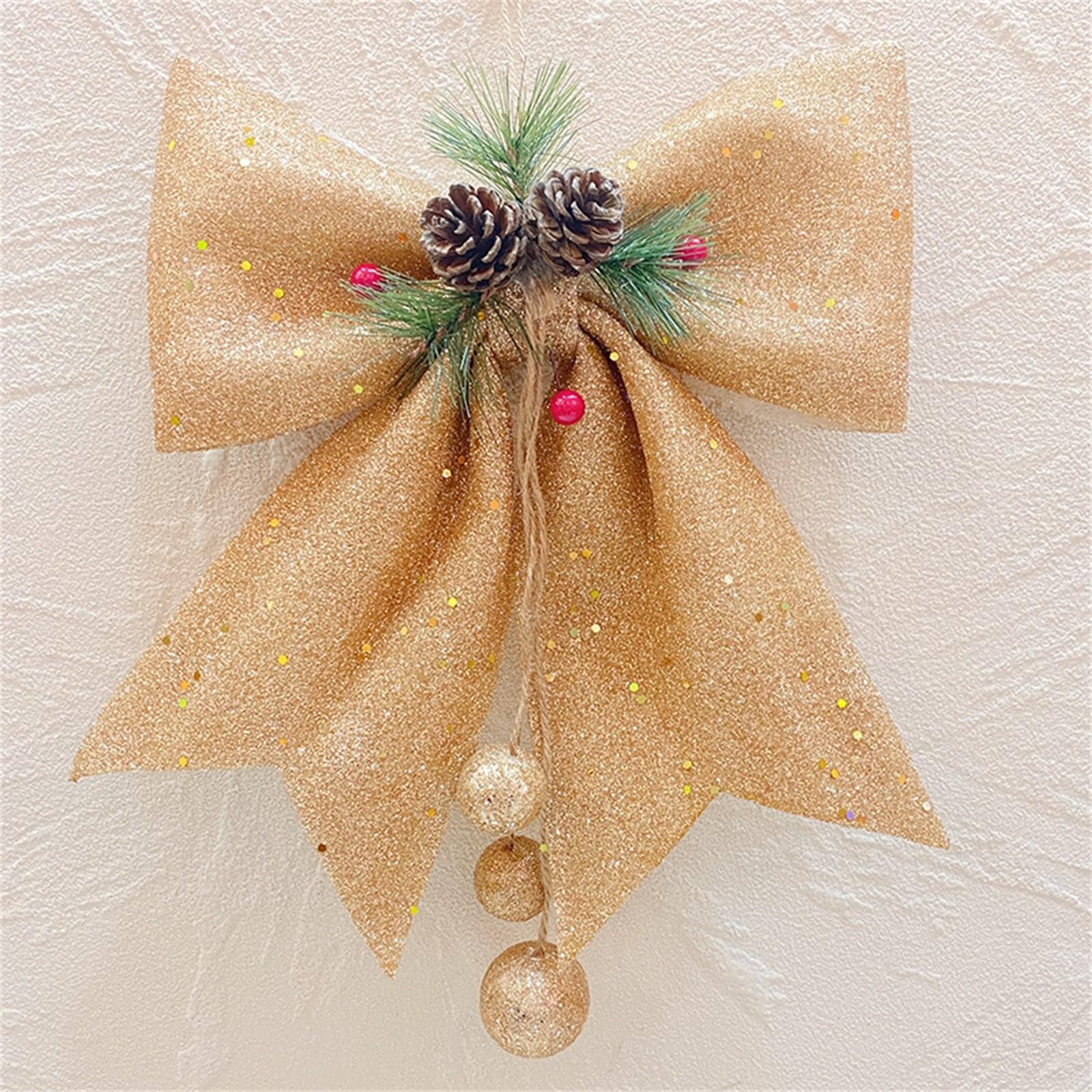 

New Christmas Glitter Bow Ornament Gold Powder Design Holiday Festive Tree Decor Home Ornament Unique Xmas Decor Gift One Size розового золота