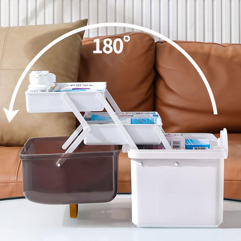 3vrstvý velkokapacitní organizér na rodinnou medicínu Úložná schránka Přenosná lékárnička Zásobník Pohotovostní lékárnička Krabička na pilulky