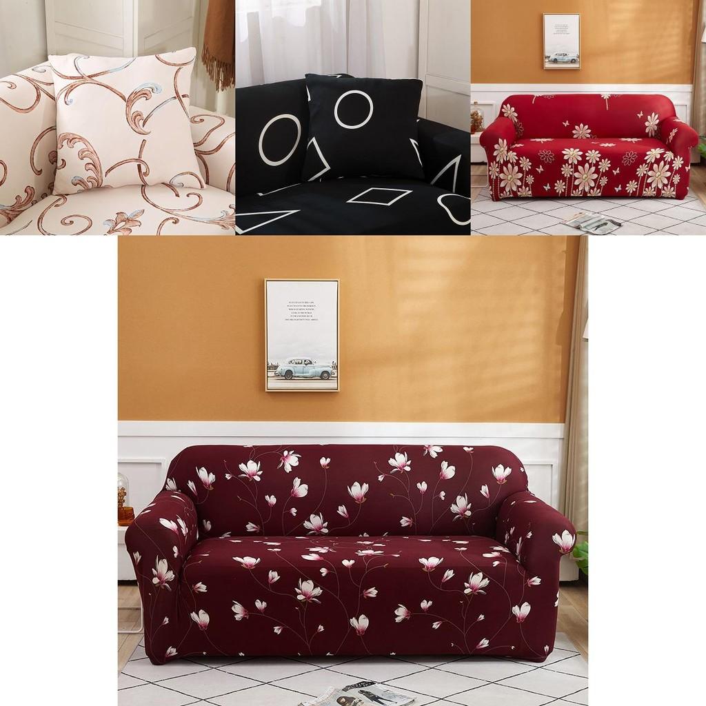 Wrinkle Resistant Floral Leaves Sofa Slipcover Great Elasticity Easy To Clean