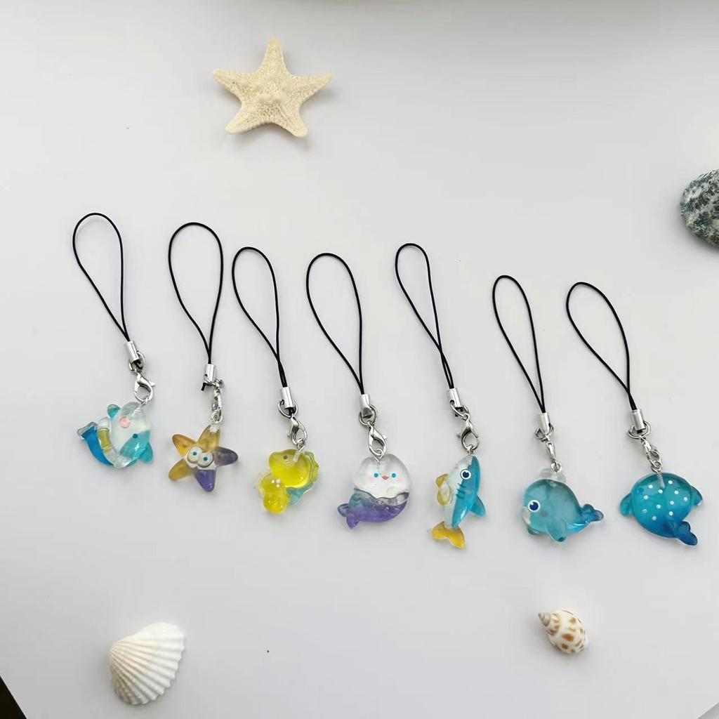 Phone Lanyard Translucent Ccd Camera Strap Resin Sea Animal Charm Multi-Purpose Marine Life Keychain For Students Bag Gadget