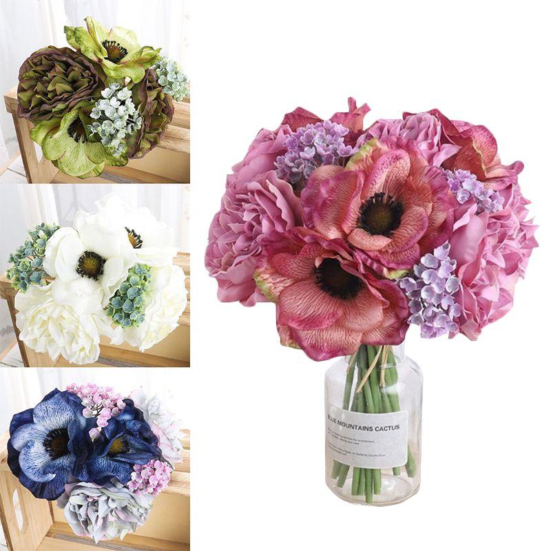 Peony Poppy Bouquet Gypsophila Simulation Flower Home Decor Photography Prop