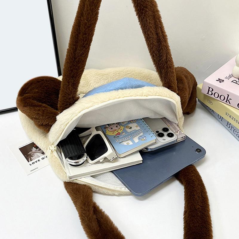 Cartoon  Headmaster Dog Handheld Underarm Bag Portable One-Shoulder Dual-Purpose Sweet Large-Capacity Plush Crossbody Bag