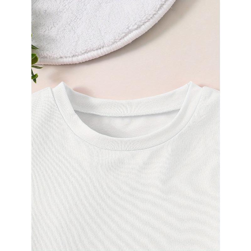 Kids Summer Crew Neck Short Sleeve T-Shirt with Cartoon Mermaid Print
