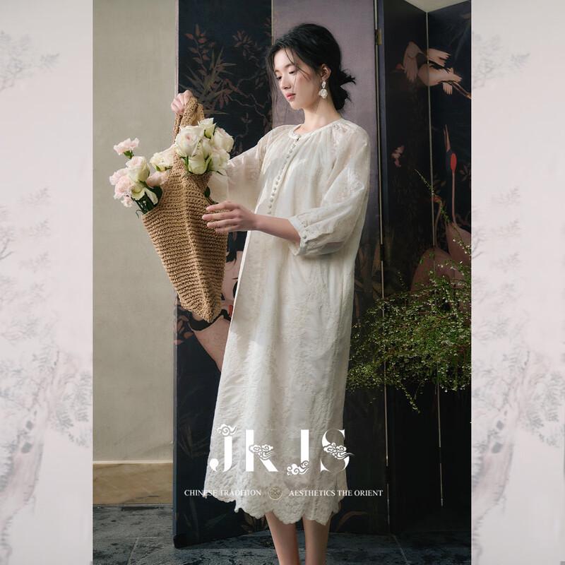 JK&JS Tencel Embroidered New Chinese Style Long Dress