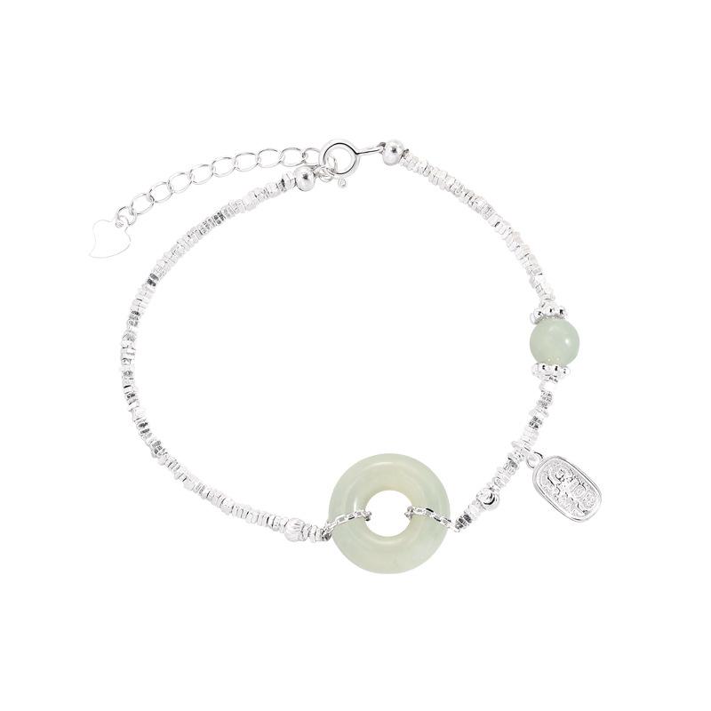 Hetian Jade Lucky Nefu Ping An Bracelet Women's Guochao New Chinese Round Bead Bracelet Jewelry