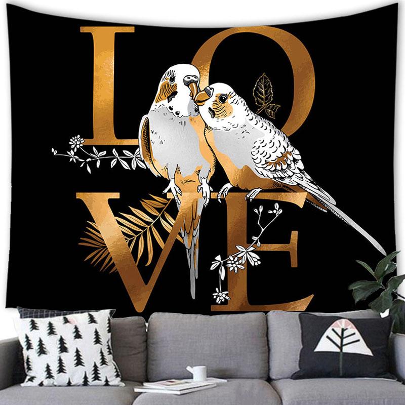 

Гобелен с тропическими растениями, настенный гобелен с попугаем, животным, украшение дома, спальня, общежитие, гостиная, фоновый гобелен 100x75cm