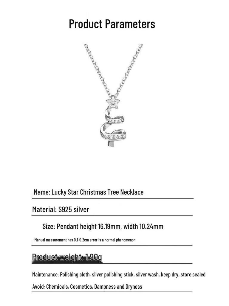 S925 Sterling Silver Spiral Christmas Tree Necklace for Women - Elegant Light Luxury Clavicle Chain Design