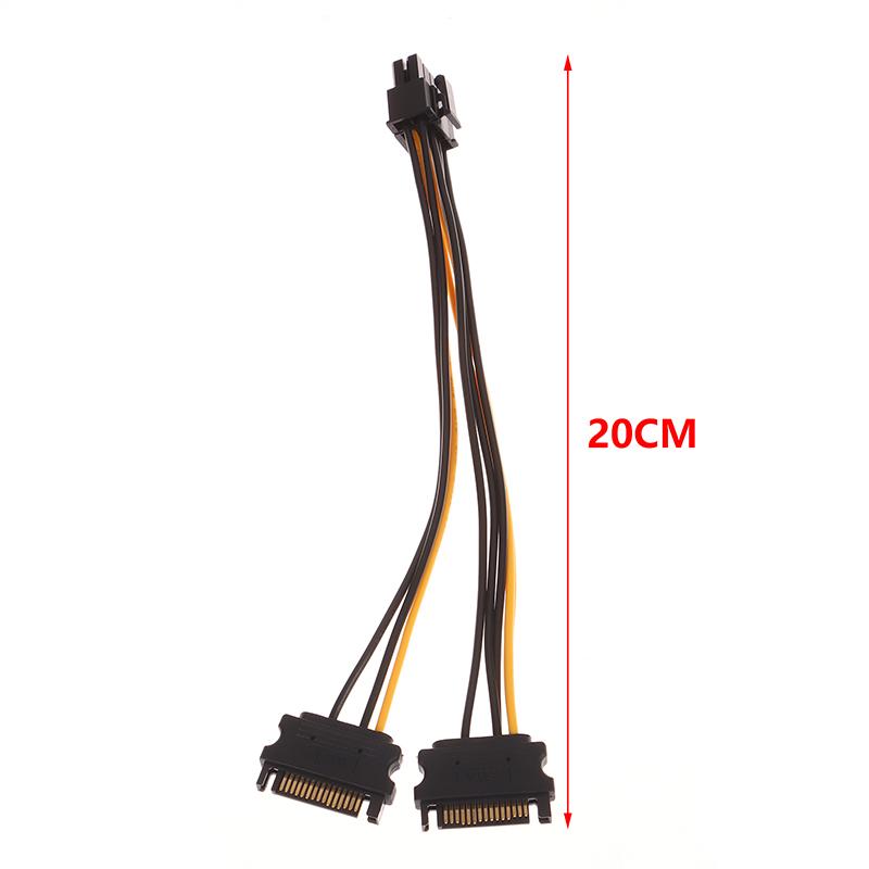 1Pc Power Supply Cable Dual 15Pin Sata Male To Pcie 8Pin Male Pci Express Pci-E Video Card Splitter Adapter