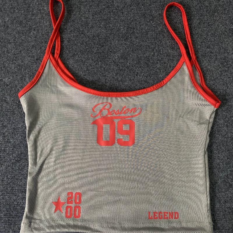 European and American Y2K digital printed sports vest