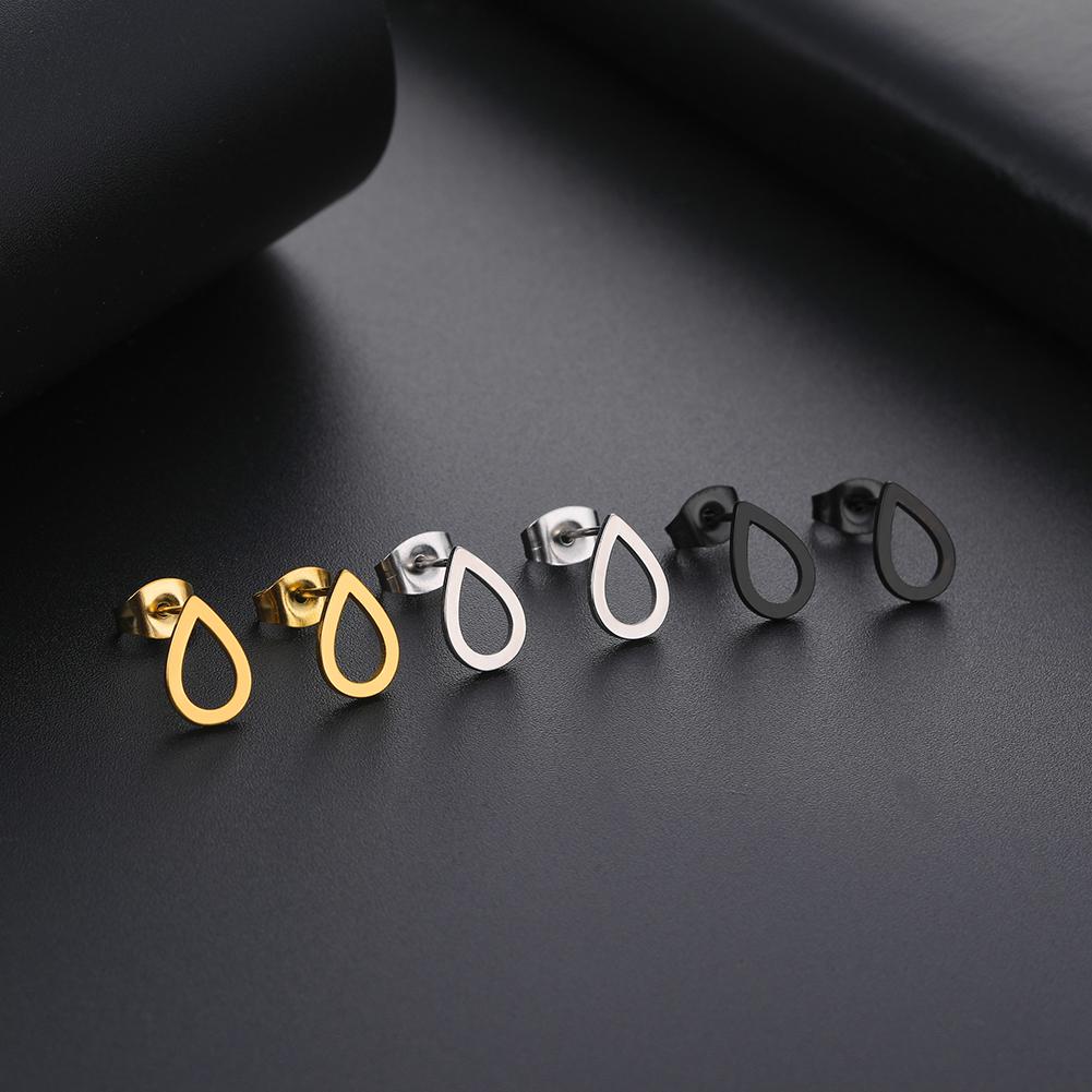 Geometric Stud Earrings Women Stainless Steel Round Square Oval Hexagon Star Triangle Rectangle Trend Jewelry Gifts