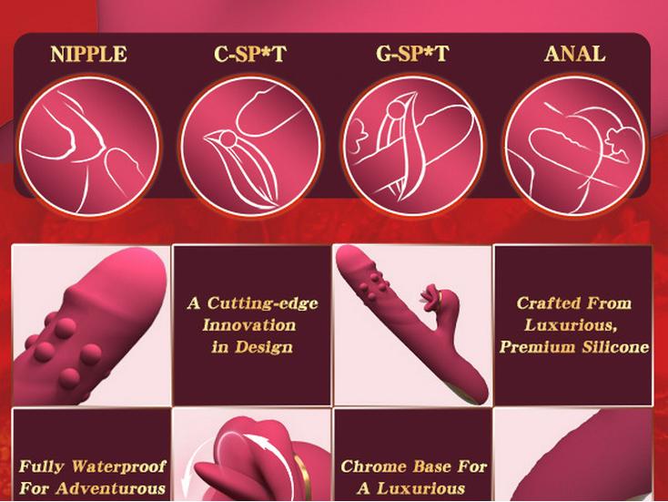 R420 Telescopic Vibrating Female Masturbator with Rotating Beads and Massage Wand