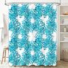 Blue Floral Shower Curtain SetWaterproof Fabric for Bathrooms Modern Design with White Background (201913)