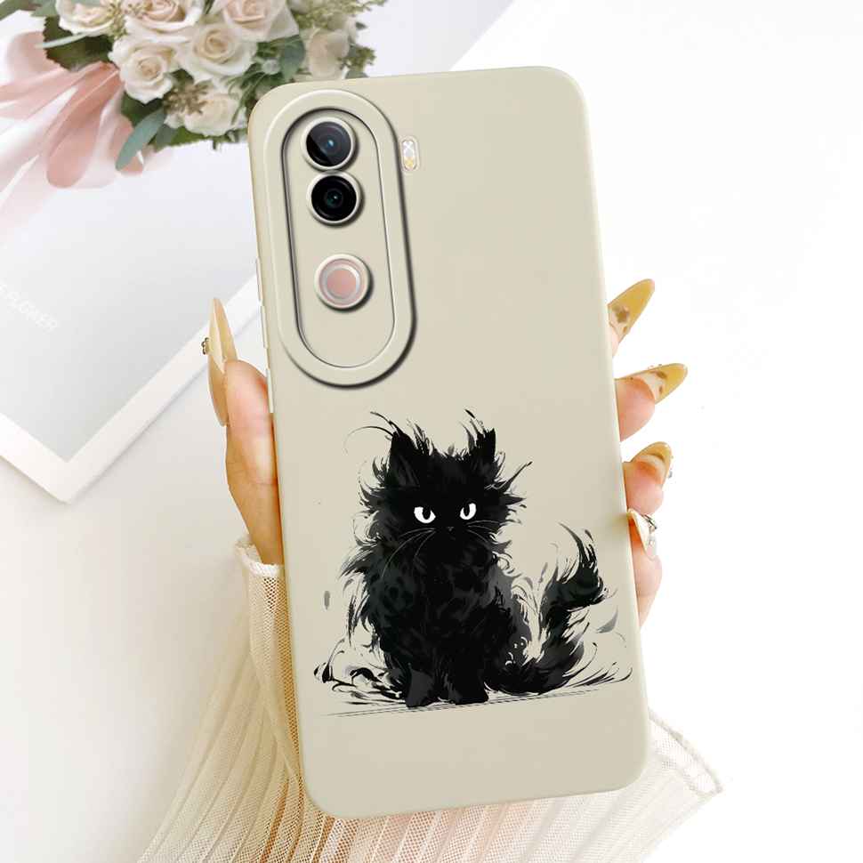 For vivo V40e 5G Case Cute Cat Cream Flower Silicone Back Cover For Vivo V 40e VIVO V40E 5G V2403 Phone Cases Bumper Fundas