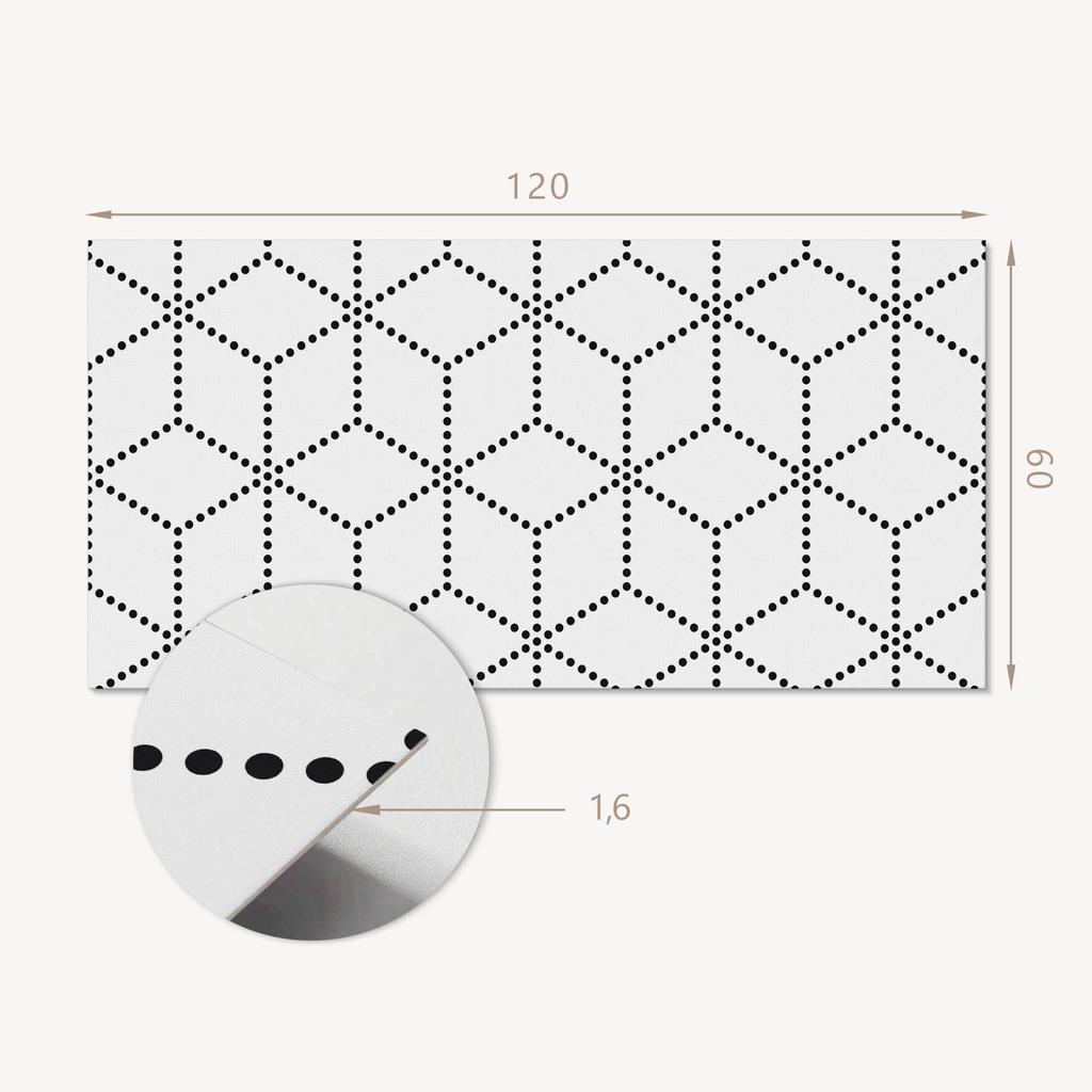 Self-adhesive Vinyl Decorative Panel With Print 120x60 Cm Hexagonal Dot Pattern