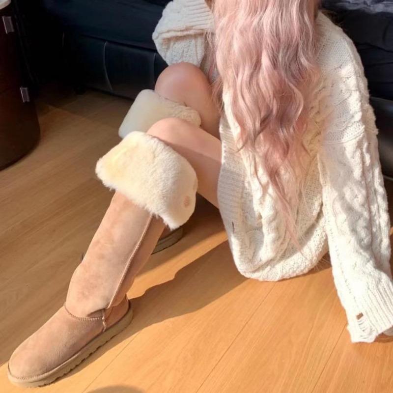 Módní zimní dámské kozačky nad koleno, dlouhé kozačky, super vysoká holeň, integrované sněhule z ovčí kůže, zimní venkovní izolace