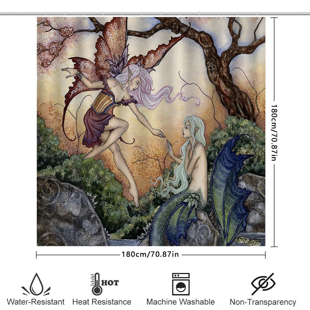 Fantasy Forest Fairy Shower Curtain Gothic Mystical Nature Wall Art Decor Home