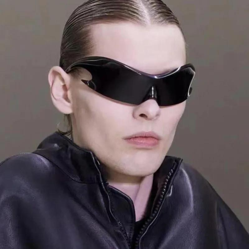 Gafas de sol deportivas de moda estilo punk Y2k para hombre, estilo hip-hop, de lujo, de una sola pieza, sin montura, envolventes, no polarizadas.