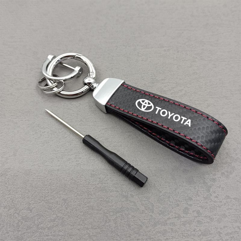 Car Vintage Leather Keychain Ring ZincAlloy Chain Key For Toyota Gazoo Racing Corolla Yaris Auris Rav4 Prius Prado Avensis Verso