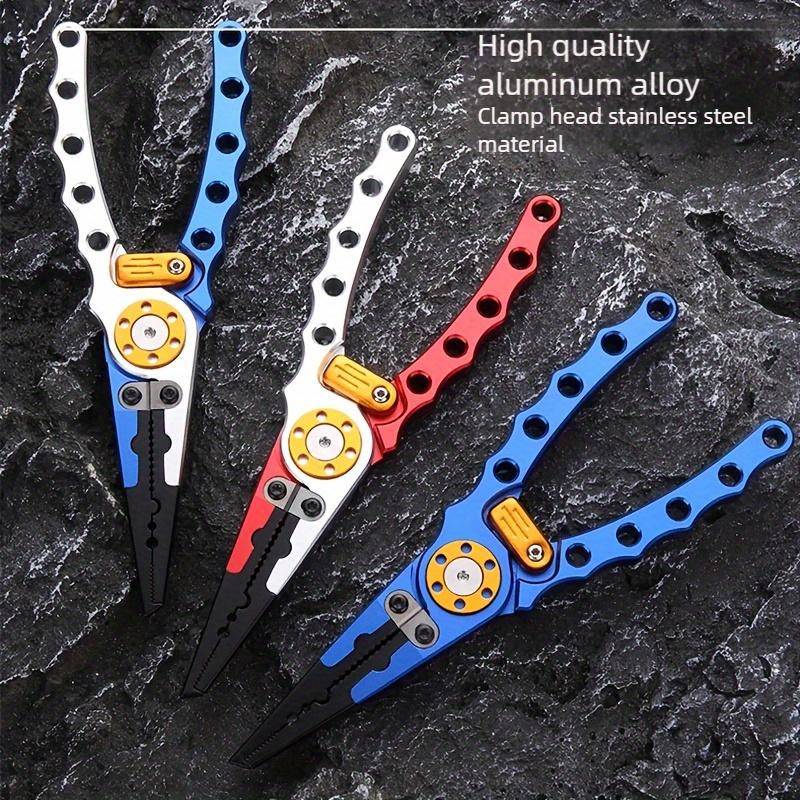 1 pz Mini Pinze da Pesca in Alluminio con Meccanismo di Blocco , Strumento Portatile Multifunzionale Adatto per Esche, Filo e Ami