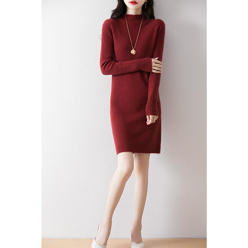 Sukienka damska z kaszmiru Qinghe kaszmir 30% kaszmir 70% wełna jesienno-zimowa spódnica z kaszmiru miękka i ciepła