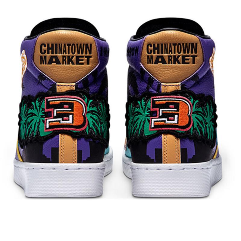 Chinatown Market X Converse Cons Pro Leather Hi 'Lakers Championship Jacket' Lakers High-Top Skate Shoes Unisex Purple Yellow