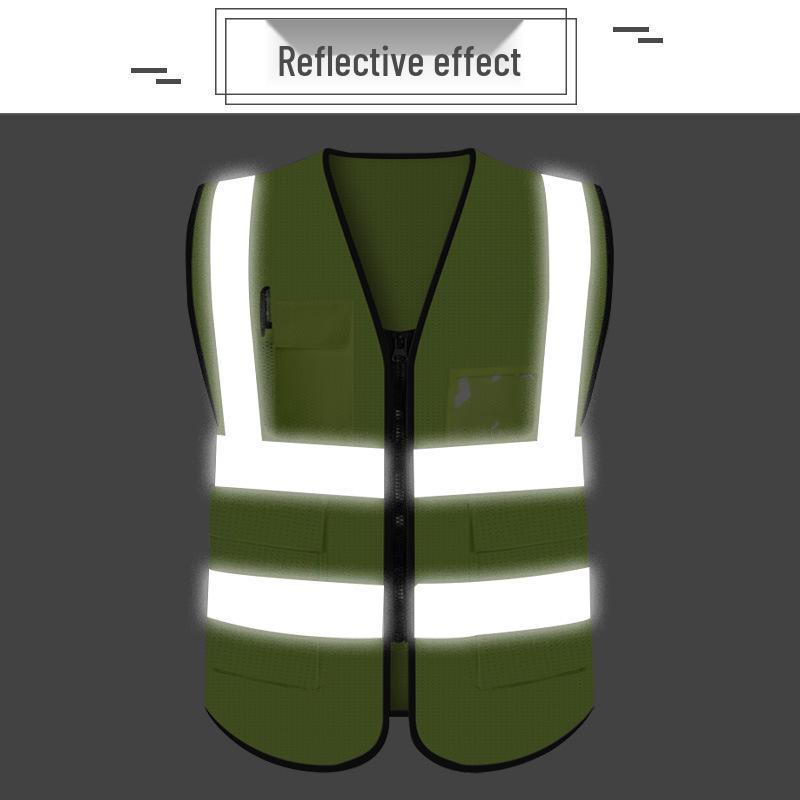 Reflective Multi-Pocket Mesh Safety Vest for Construction Sites - Breathable, Multi-Color Workwear