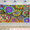 2D Psychedelic Flower Tapestry Trippy Rainbow Floral Pattern Hippie Boho Wall Hanging Festival Decor Dorm Room Psychedelia Art
