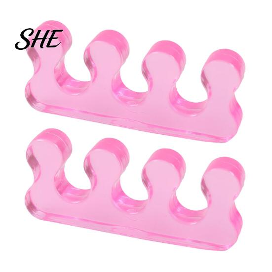 Soft Toe Stretcher 1 Pair Separator for Overlapping Toes, 3-Hole Blue Gel Bunion Corrector, Elastic SEBS Foot Spacer Hallux Valgus, Straightener Women