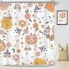 Halloween Duschvorhang Kinder Retro Lustig Geist Cartoon Niedlich 70er Y2k Herbst Kürbisse Blume Duschvorhang Badezimmer Set