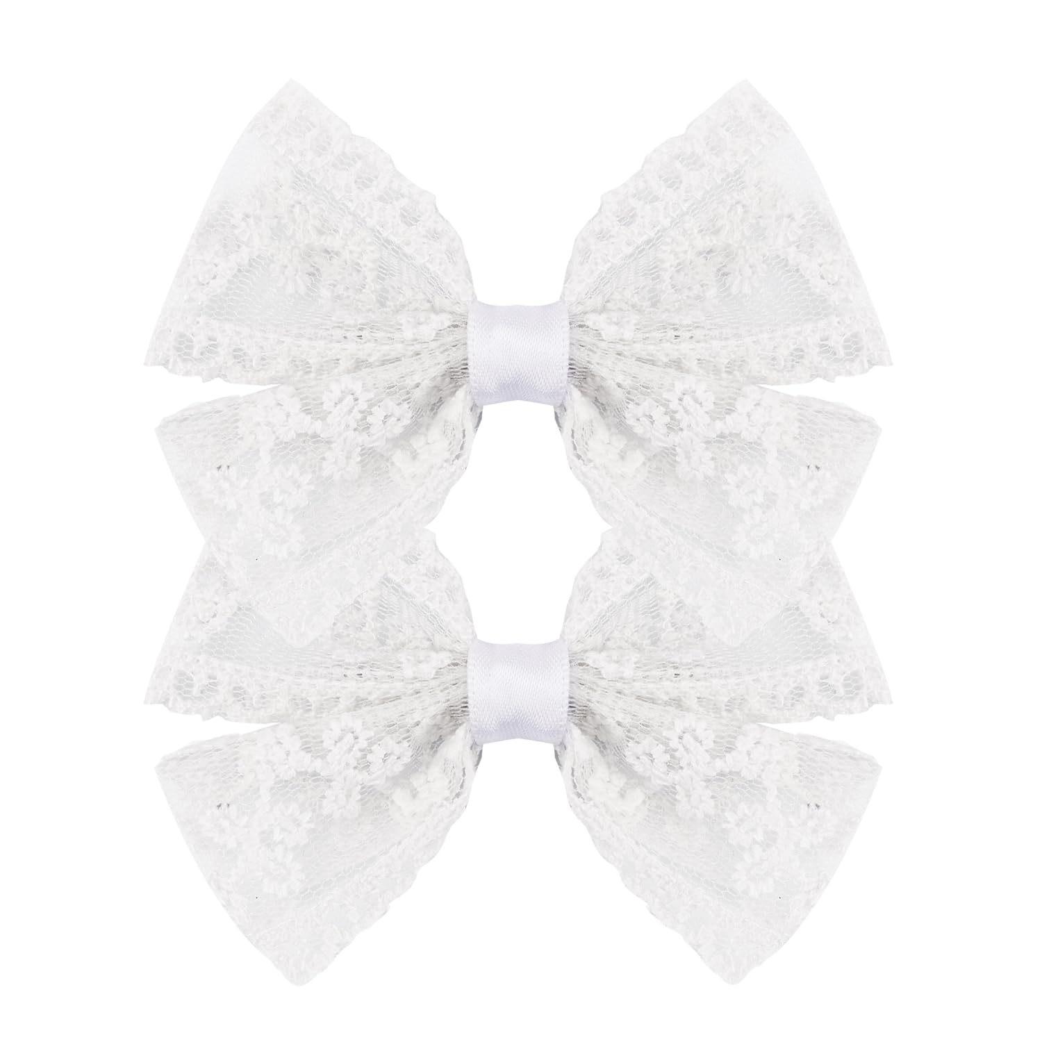 Французская Ретро Милая Кружевная Заколка-Бантик, Универсальная Заколка для Волос 2 шт. One Size