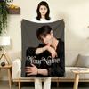 1PC Name Black White Custom Name Patterned Flannel Blanket Suitable For All Seasons for Home Decor Warmth and Comfort Gifts Holiday Gift
