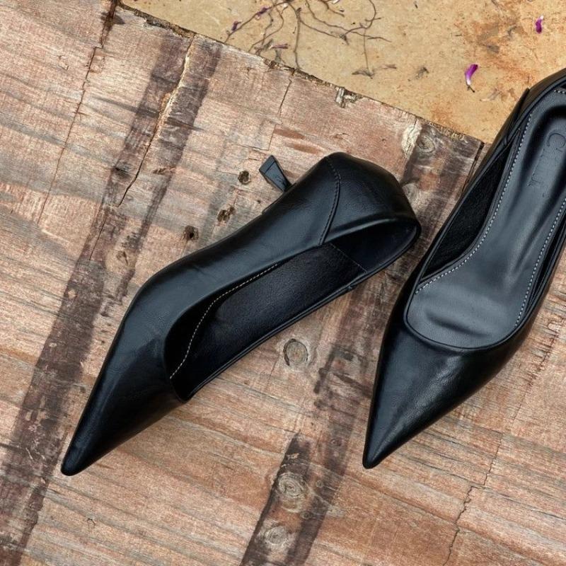 2025 Spring Vintage Women Leopard Pumps Shoes Pointed Toe Slip On Shoes Concise Office Lady Shoes