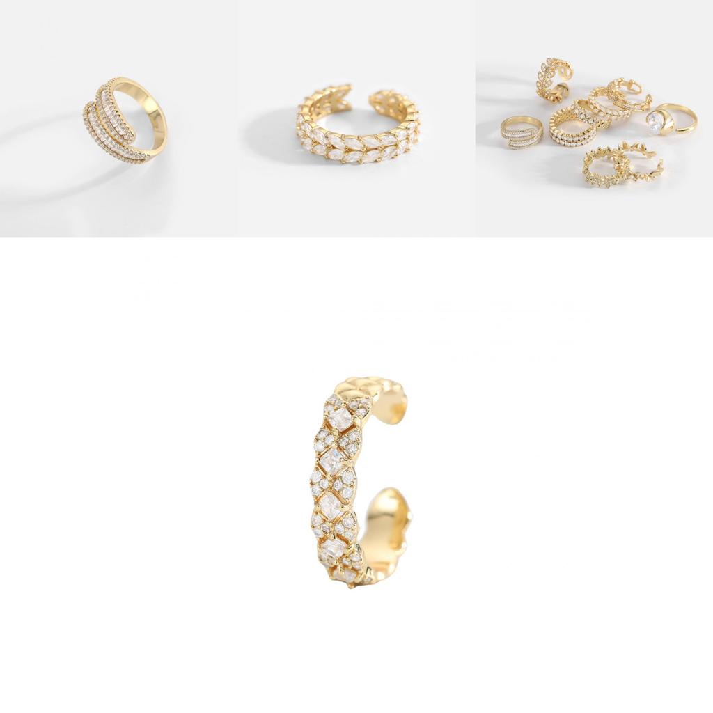 Trendy Women's Geometric Ring With 18k Gold Plating And Shimmering Zircon Stones Stylish And Adjustable