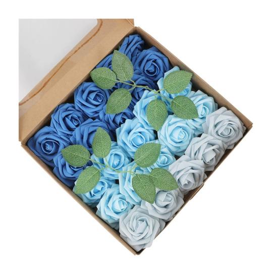 25 Pcs Artificial Rose Flower with Long Stem Real Touch Faux Silk Rose Bouquet for Wedding Party Table Centerpieces Festival Decoration