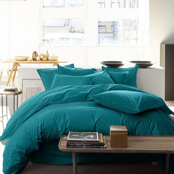 Housse de couette 220 x 240 cm bleu canard