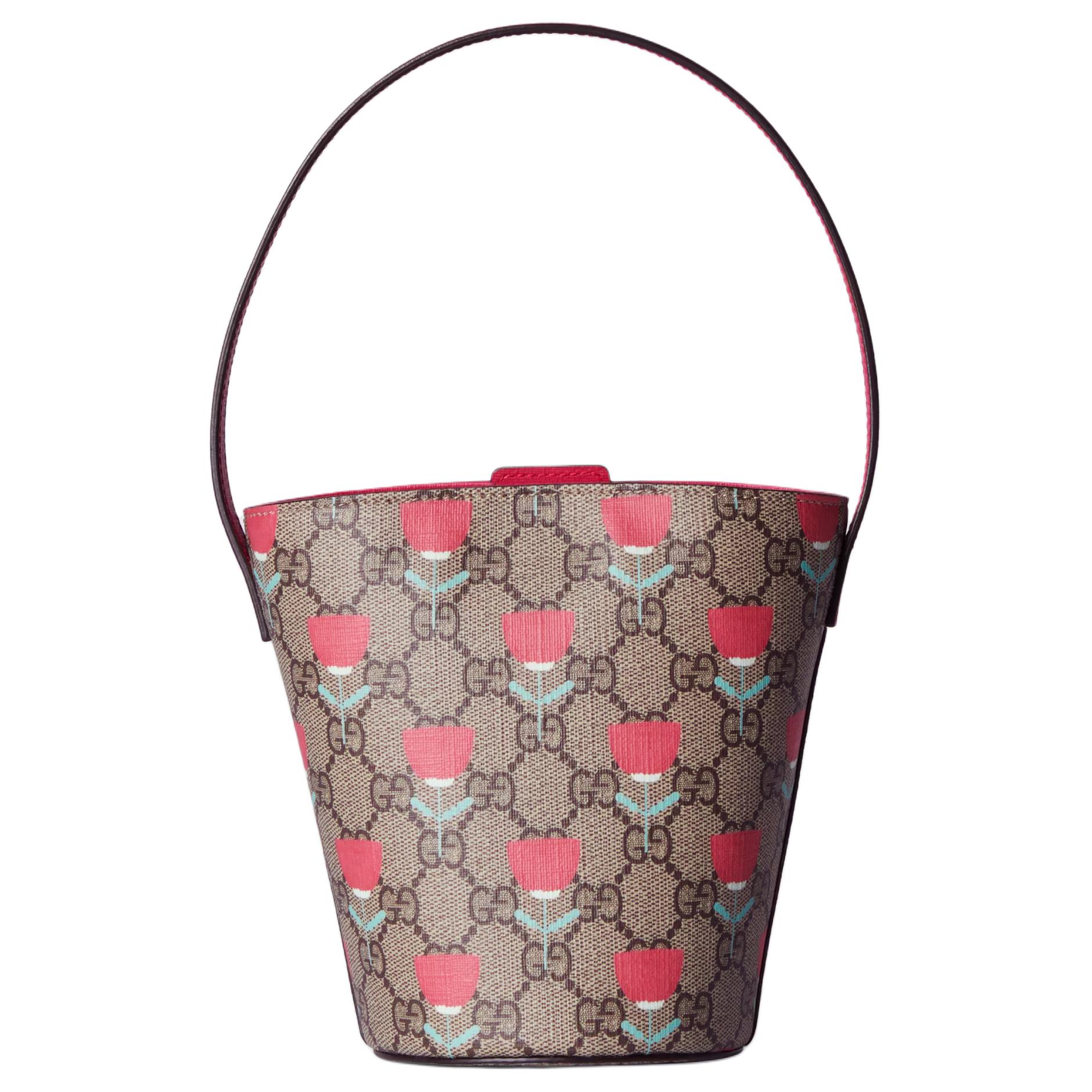 

Gucci GG Canvas Floral Print Leather Bucket Bag Beige Daily Party Shopping 765039-FAB6T-9761 Basic Set (Bag+Dust Bag)