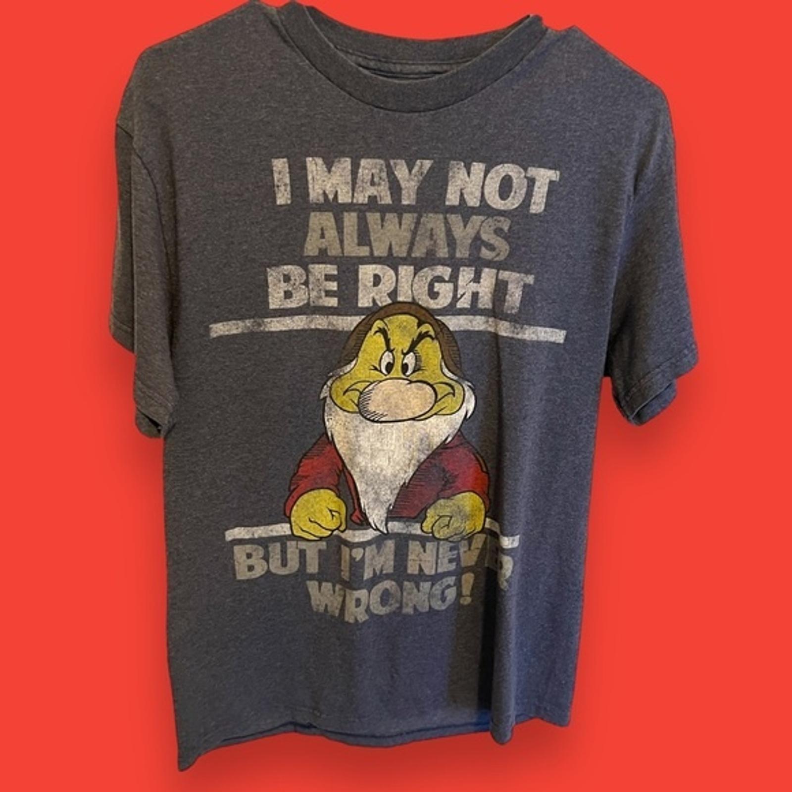 Disney Mens T-shirt Tee Blue Grumpy Funny Snow White Seven and the Dwarfs Medium 2XL
