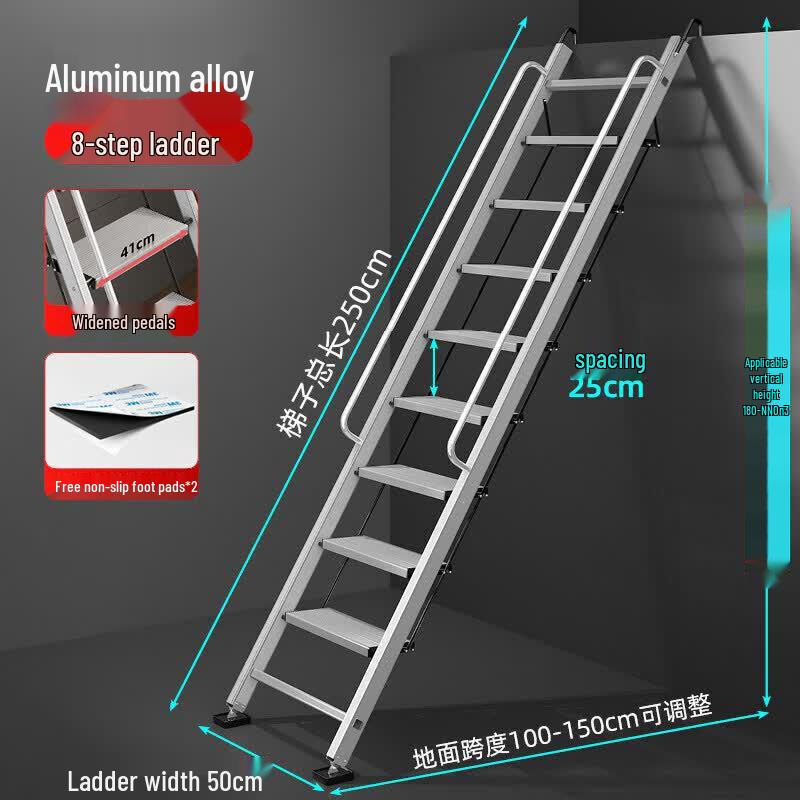 JINGGENG Household Aluminum Alloy Telescopic Attic Ladder