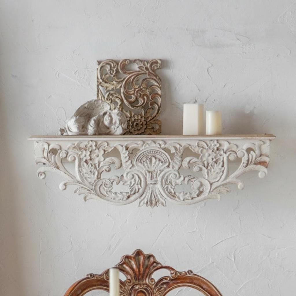 Wall Shelf with Carved Apron Decorative for Homeowners, Decorators