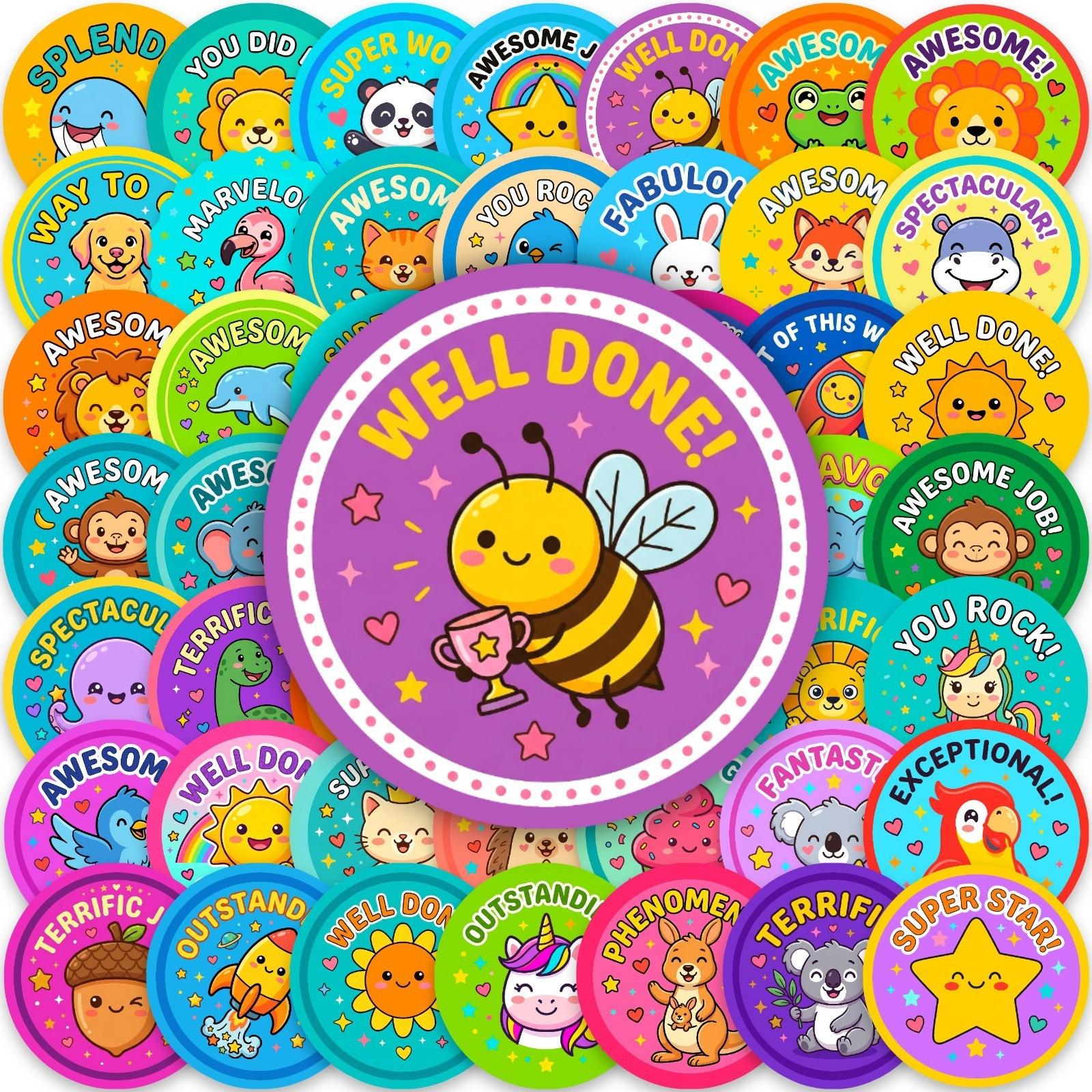 

50 Cartoon Animal Reward Stickers Children S Learning Encouragement Stickers Notebook Luggage Waterproof Decorative Stickers
