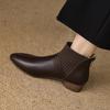 Fashion 2025 Autumn/Winter Women Boots Genuine Leather Women Shoes Round Toe Chunky Heel Shoes Ankle Boots Modern Chelsea Boots