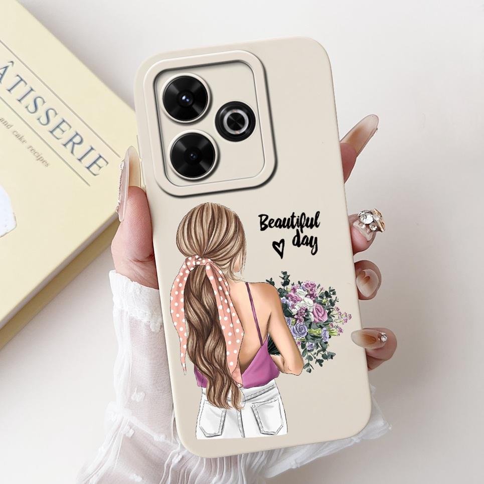 For Xiaomi Redmi 13 4G 5G Back Cover On Redmi13 5G Coque Funda Flower Butterfly Women Fashion Phone Case Liquid Silicone Shell
