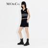 MO&Co. Striped Rib-Knit V-Neck Cropped Vest