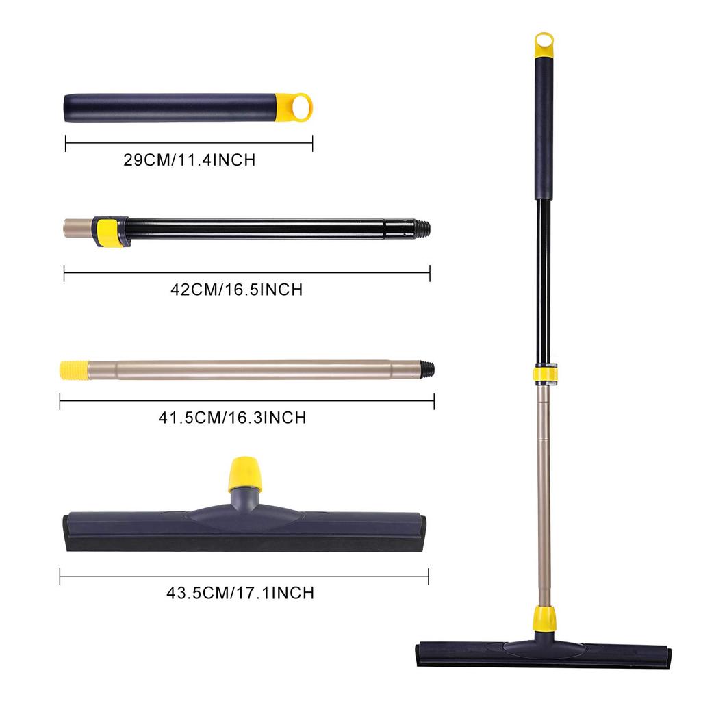 Yocada Floor Squeegee Long Adjustable Telescopic Pole Heavy Duty Household Perfect for Glass Foam Cleaning Scrubber, 54" Broom,