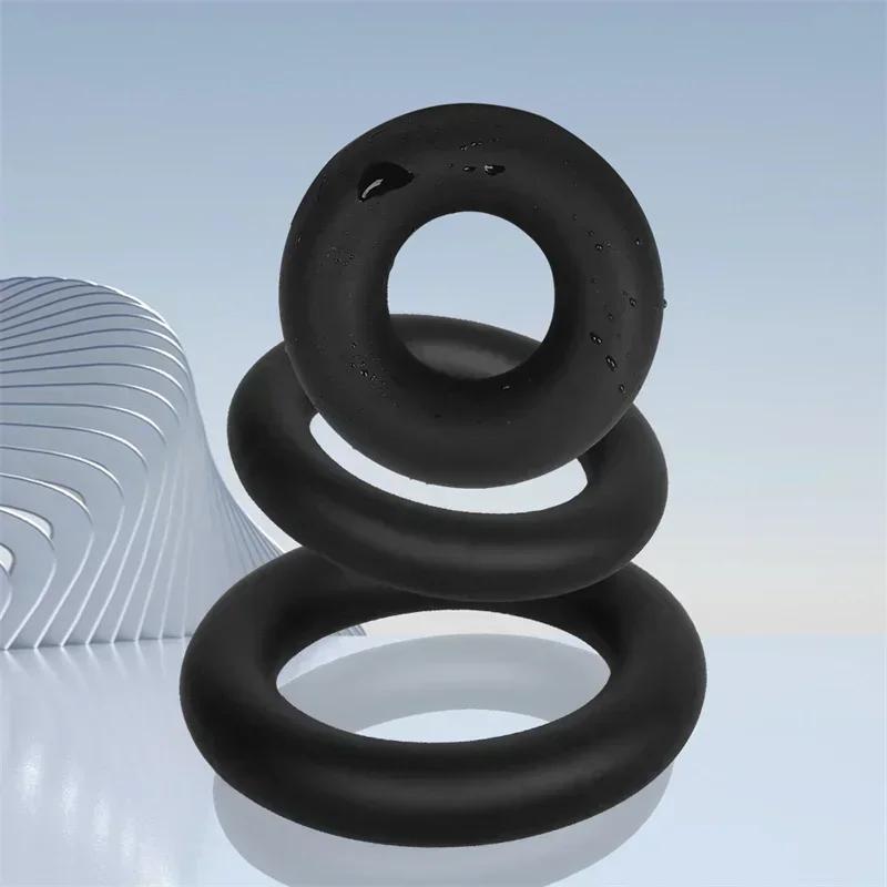 Male Delay Ejaculation Penis Liquid Silicone Cock Rings for Men Scrotum Testis Restraint Lasting Erection Adult Games Reusable
