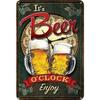 Vintage Metal Beer Clock Sign Rectangular Tin Poster Bar Wall Art 20x30 cm