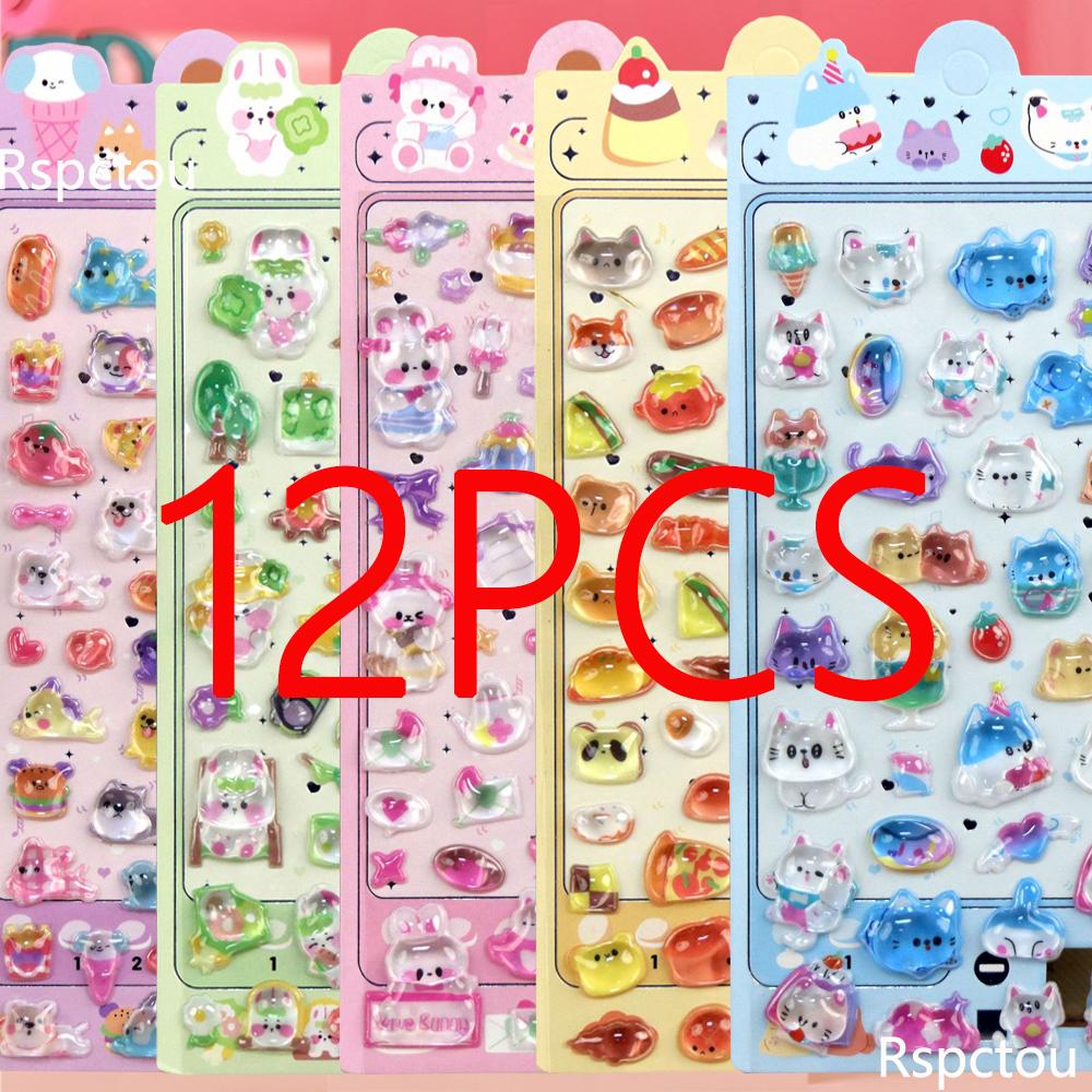Autocollant Animal Cartoon Kawaii 3D Mignon Amusant DIY Autocollants Cristal 3D Gaufrés pour Scrapbook Journal Papeterie Décoration