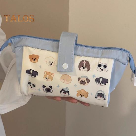 Velkokapacitní plátěná penálka Zavírání na zip Kreslený potisk zvířat Přenosná taška na pera Cestovní organizér na psací potřeby Kosmetická taštička