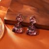 Dopamine shiny crystal stud earrings retro high-end vacation style earrings niche design exaggerated jewelry