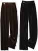 Gold Velvet High-Waisted Straight-Leg Pants for Women - Spring/Autumn 2025 Collection